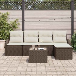 Ensemble de Canapés avec coussin 6 pcs Marron polyrotin 518550518550
