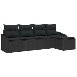 Ensemble de Canapés avec coussin 5 pcs Noir polyrotin 518551518551