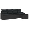 Ensemble de Canapés avec coussin 5 pcs Noir polyrotin 518551518551