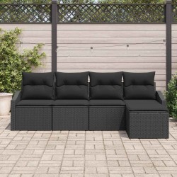 Ensemble de Canapés avec coussin 5 pcs Noir polyrotin 518551518551