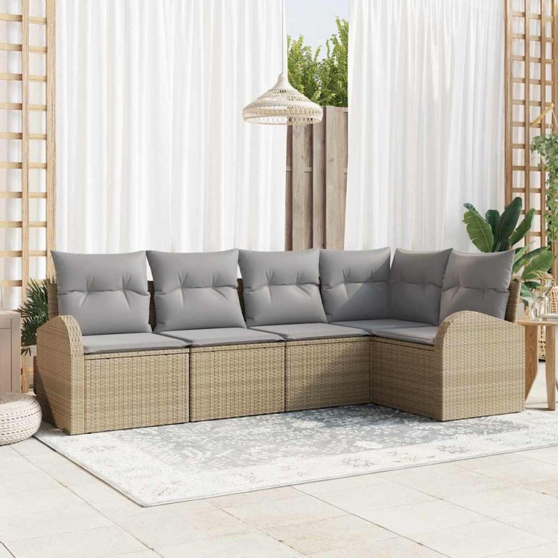 Ensemble de Canapés avec coussin 5 pcs Beige Polyester 518553518553