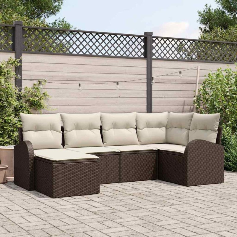 Ensemble de canapé de jardin Marron polyrotin 518554518554