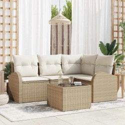 Ensemble de canapé de jardin Beige polyrotin 518556518556