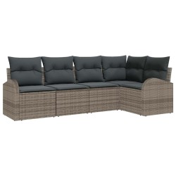 Ensemble de Canapés avec coussin 5 pcs Gris Polyester 518557518557