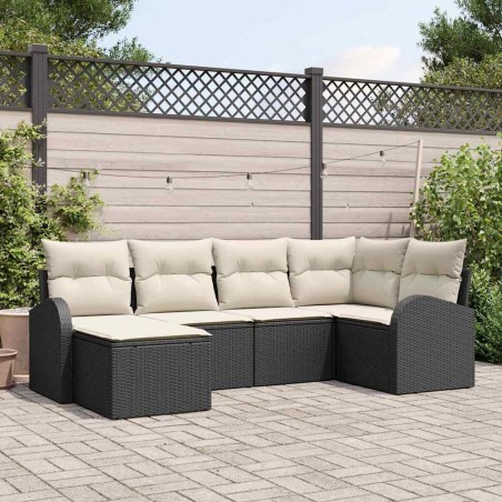Ensemble de canapé de jardin 6 pcs Noir polyrotin 518558518558