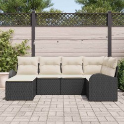 Ensemble de canapé de jardin 6 pcs Noir polyrotin 518558518558