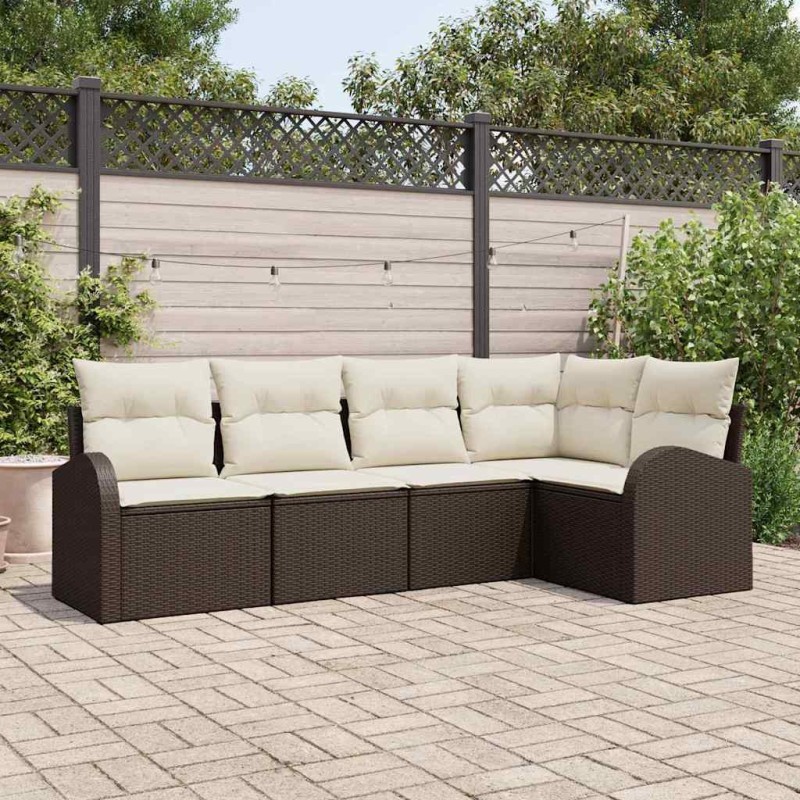 Ensemble de Canapés avec coussin 5 pcs Marron Polyester 518559518559