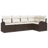 Ensemble de Canapés avec coussin 5 pcs Marron Polyester 518559518559