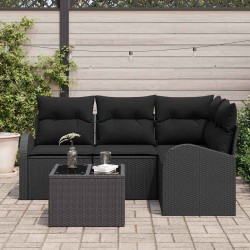 Ensemble de canapé de jardin 5 pcs Noir polyrotin 518561518561