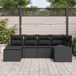 Ensemble de canapé de jardin 6 pcs Noir polyrotin 518563518563