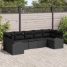 Ensemble de canapé de jardin 7 pcs Noir Poly Rattan 518564518564