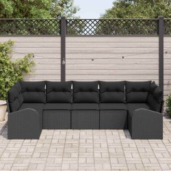 Ensemble de canapé de jardin 7 pcs Noir Poly Rattan 518564518564