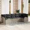 Ensemble de canapé de jardin 7 pcs Gris clair Poly Rattan 518565518565