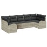 Ensemble de canapé de jardin 7 pcs Gris clair Poly Rattan 518565518565