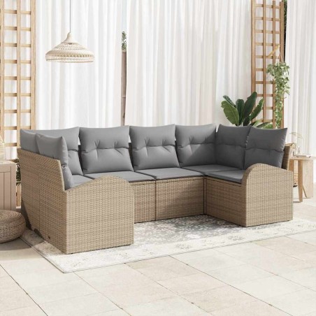 Ensemble de canapé de jardin 6 pcs Beige Poly Rattan 518570518570
