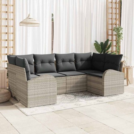 Ensemble de canapé de jardin 6 pcs Gris clair Poly Rattan 518572518572