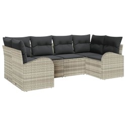 Ensemble de canapé de jardin 6 pcs Gris clair Poly Rattan 518572518572