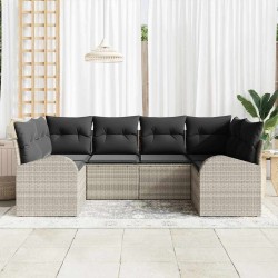 Ensemble de canapé de jardin 6 pcs Gris clair Poly Rattan 518572518572