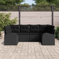 Ensemble de canapé de jardin 6 pcs Noir Poly Rattan 518573518573