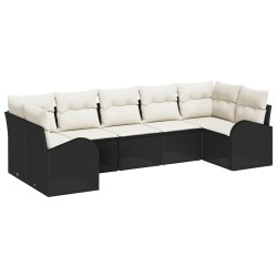 Ensemble de canapé de jardin 7 pcs Noir Poly Rattan 518574518574
