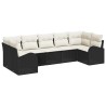 Ensemble de canapé de jardin 7 pcs Noir Poly Rattan 518574518574