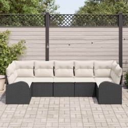 Ensemble de canapé de jardin 7 pcs Noir Poly Rattan 518574518574