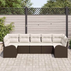 Ensemble de canapé de jardin 7 pcs Marron Poly Rattan 518575518575