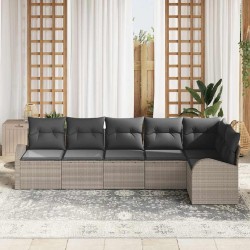 Ensemble de canapé de jardin 6 pcs Gris clair Poly rotin 518580518580
