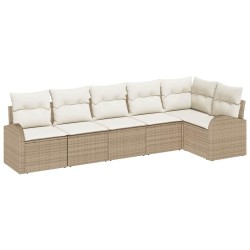 Ensemble de canapé de jardin 6 pcs Beige Poly rotin 518581518581