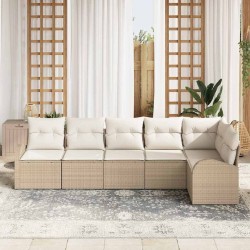 Ensemble de canapé de jardin 6 pcs Beige Poly rotin 518581518581