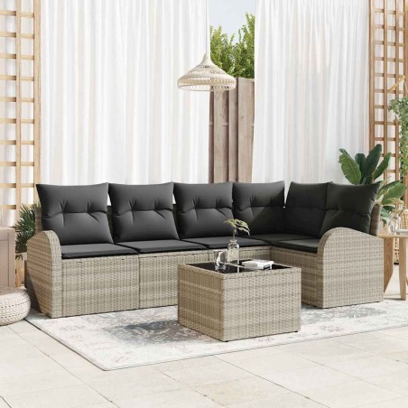 Ensemble de Canapés avec coussin 6 pcs Gris clair Polyester 518582518582