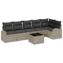 Ensemble de canapé de jardin 7 pcs Gris clair Poly rotin 518584518584