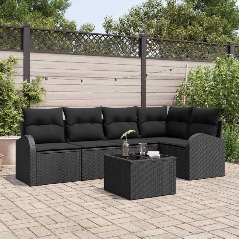 Ensemble de Canapés avec coussin Noir Polyester 518585518585