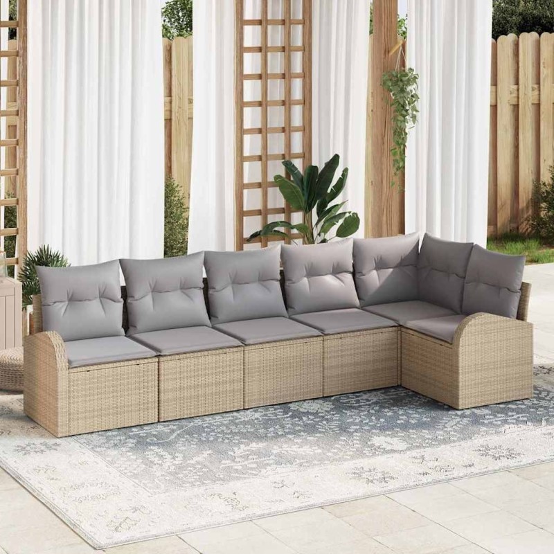Ensemble de canapé de jardin 6 pcs Beige Poly rotin 518586518586