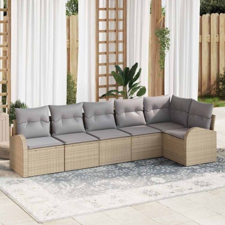 Ensemble de canapé de jardin 6 pcs Beige Poly rotin 518586518586