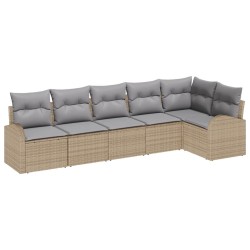 Ensemble de canapé de jardin 6 pcs Beige Poly rotin 518586518586