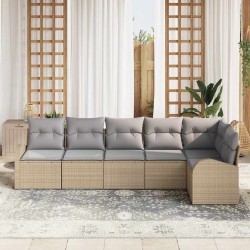 Ensemble de canapé de jardin 6 pcs Beige Poly rotin 518586518586