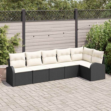 Ensemble de canapé de jardin avec coussin 6 pcs Noir Poly rotin 518587518587