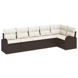 Ensemble de canapé de jardin 6 pcs Marron Poly rotin 518588518588
