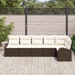 Ensemble de canapé de jardin 6 pcs Marron Poly rotin 518588518588