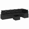 Ensemble de canapé de jardin avec coussin 7 pcs Noir Poly rotin 518589518589