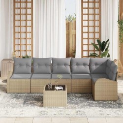 Ensemble de canapé de jardin 7 pcs Beige Poly rotin 518590518590