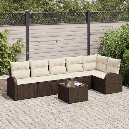 Ensemble de canapé de jardin Marron polyrotin 518592518592