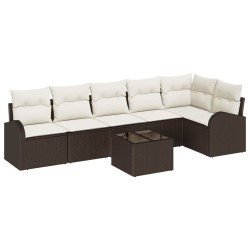 Ensemble de canapé de jardin Marron polyrotin 518592518592