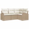 Ensemble de canapé de jardin 4 pcs Beige polyrotin 518593518593