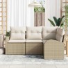 Ensemble de canapé de jardin 4 pcs Beige polyrotin 518593518593