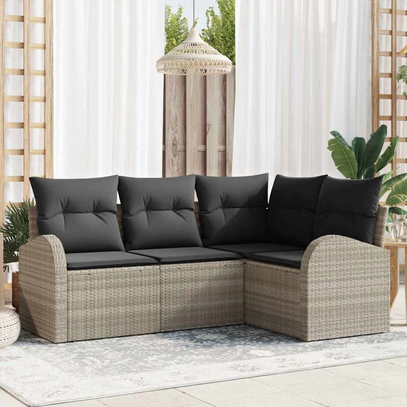Ensemble de canapé de jardin 4 pcs Gris clair polyrotin 518594518594