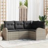 Ensemble de canapé de jardin 4 pcs Gris clair polyrotin 518594518594