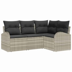 Ensemble de canapé de jardin 4 pcs Gris clair polyrotin 518594518594