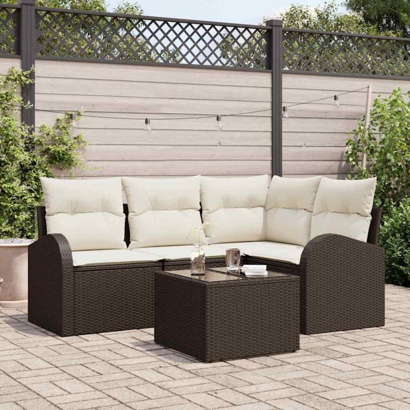 Ensemble de canapé de jardin Marron polyrotin 518597518597